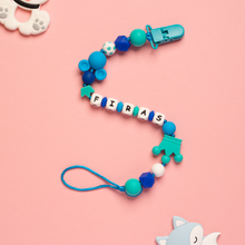 Load image into Gallery viewer, Personalized Pacifier/Teether clip - Blue Waves
