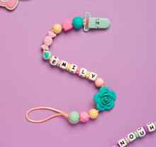Load image into Gallery viewer, Personalized Pacifier/Teether clip - Flying unicorn