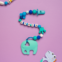 Load image into Gallery viewer, Personalized Pacifier/Teether clip - Blue Waves