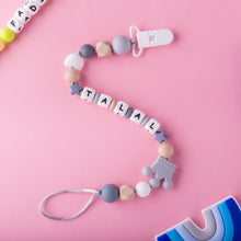 Load image into Gallery viewer, Personalized Pacifier/Teether clip - Warm greys