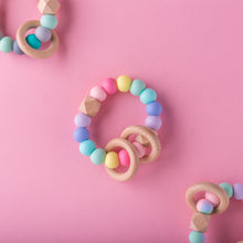 Load image into Gallery viewer, Double rattle teething ring - Pastel rainbow