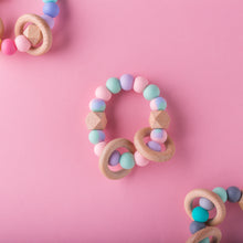 Load image into Gallery viewer, Double rattle teething ring - Cotton candy