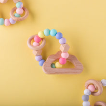 Load image into Gallery viewer, Double rattle teething ring - Pastel rainbow