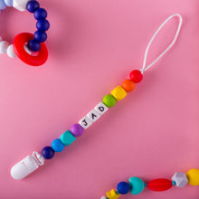 Load image into Gallery viewer, Personalized Pacifier/Teether clip - Bright Rainbow