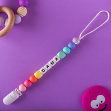 Load image into Gallery viewer, Personalized Pacifier/Teether clip -Pastel Rainbow