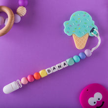 Load image into Gallery viewer, Personalized Pacifier/Teether clip -Pastel Rainbow