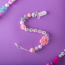 Load image into Gallery viewer, Personalized Pacifier/Teether clip - Girly Pink