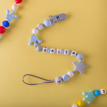 Load image into Gallery viewer, Personalized Pacifier/Teether clip - Smokey Blue