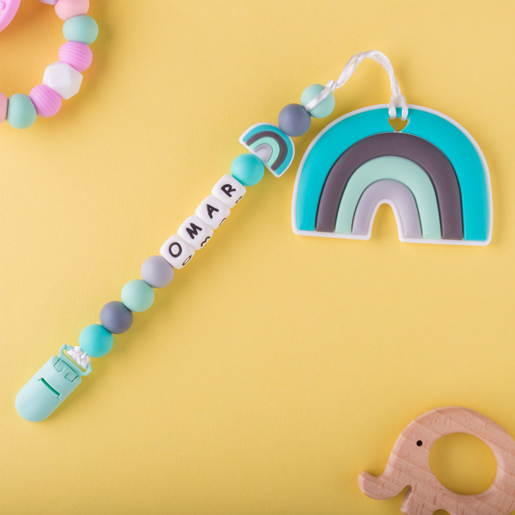 Personalized teething 2024 pacifier clip