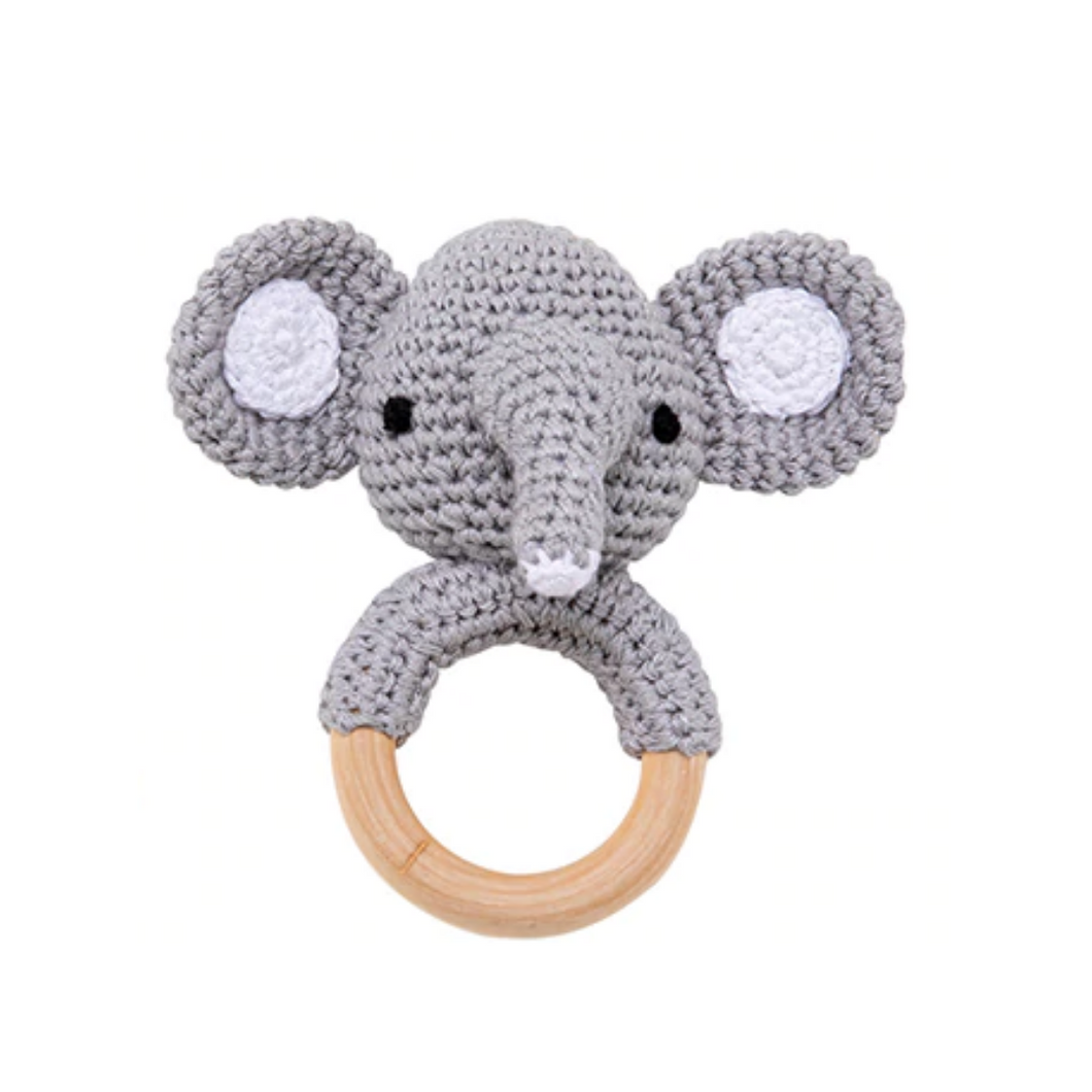 Crochet Rattle teething rings - Elephant