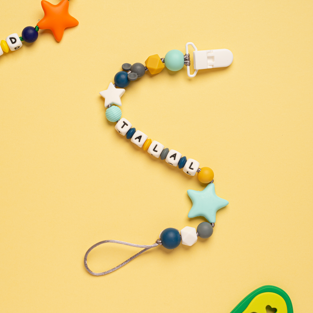 Personalized Pacifier/Teether clip - Earthy Boho
