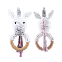 Load image into Gallery viewer, Crochet Rattle teething rings - Unicorn
